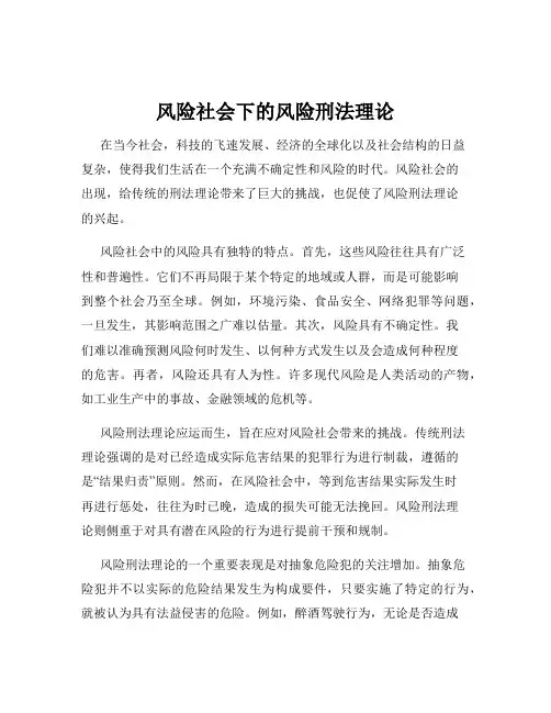 风险社会下的风险刑法理论