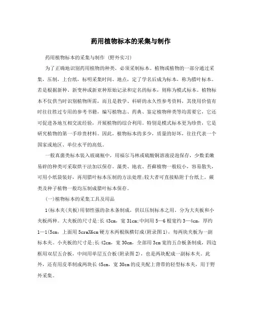 药用植物标本的采集与制作