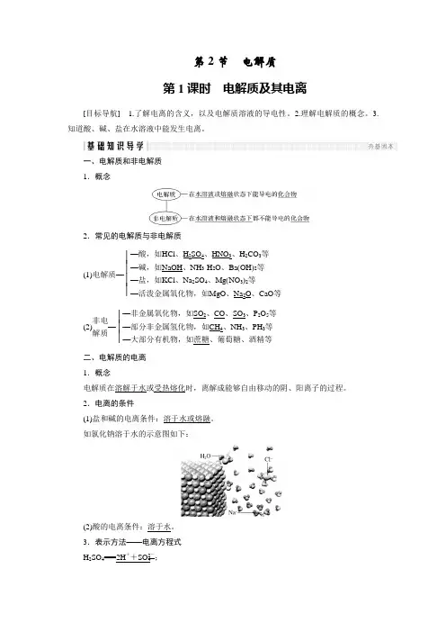 2018版高中化学鲁科版必修1学案：第2章 元素与物质世界 2.2.1 电解质及其电离