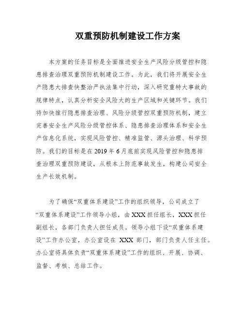 双重预防机制建设工作方案