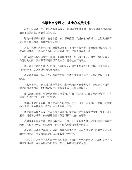 小学生生命周记：让生命绽放光彩