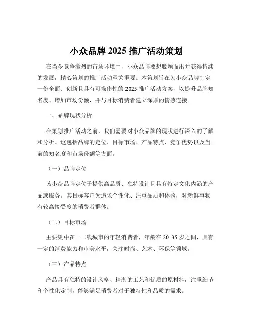 小众品牌2025推广活动策划