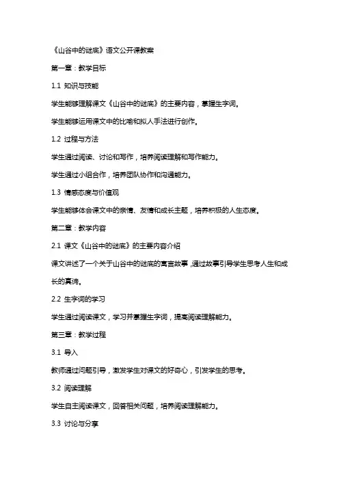 《山谷中的谜底》语文公开课教案