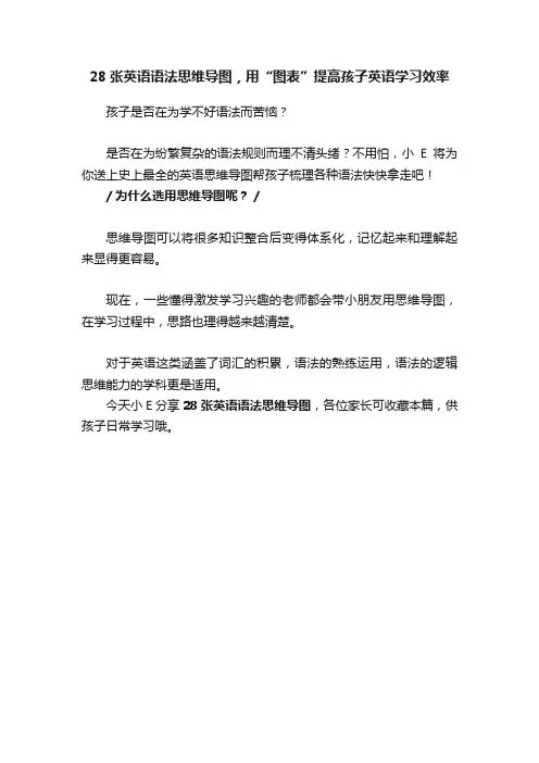 28张英语语法思维导图，用“图表”提高孩子英语学习效率