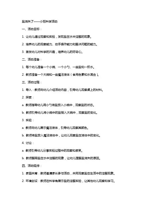 盐消失了小班教案