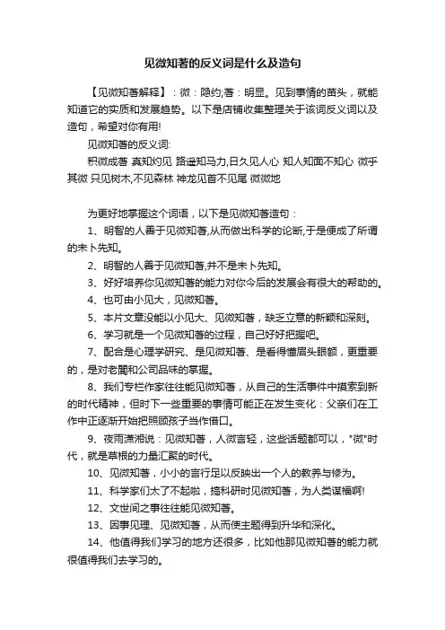 见微知著的反义词是什么及造句
