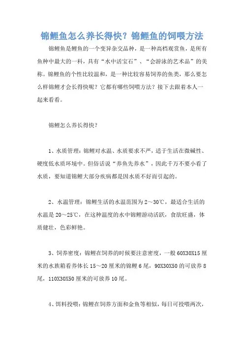 锦鲤鱼怎么养长得快？锦鲤鱼的饲喂方法