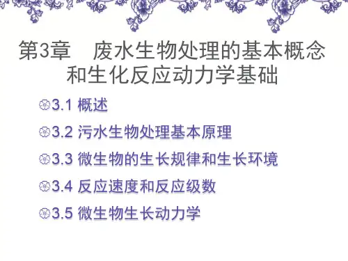 第十一章  废水生物处理的基本概念和生化反应动力学基础