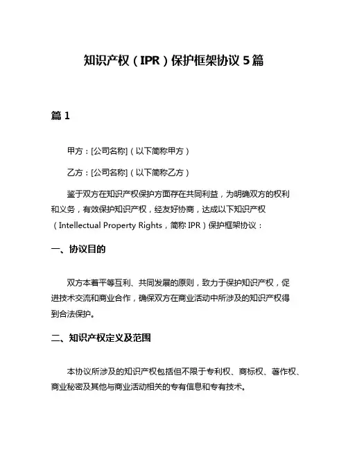 知识产权(IPR)保护框架协议5篇