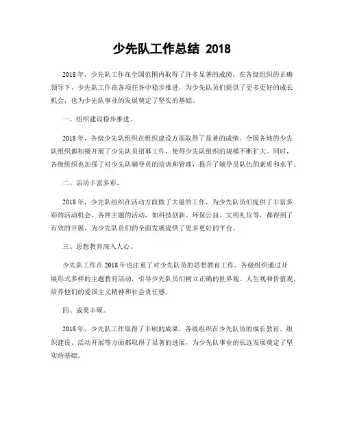 少先队工作总结 2018