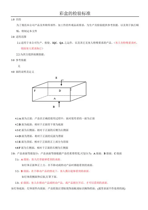 彩盒检验标准 2015.11.2