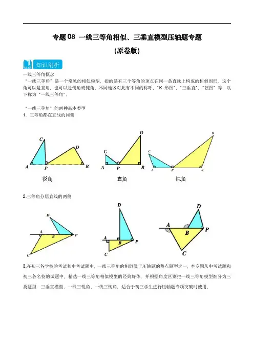 2023-2024学年挑战中考数学题重难点题型分类 一线三等角相似、三垂直模型压轴题专题(原卷版)