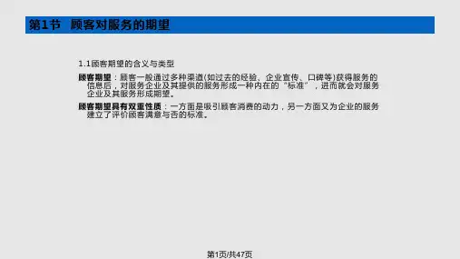 顾客对服务的期望PPT课件