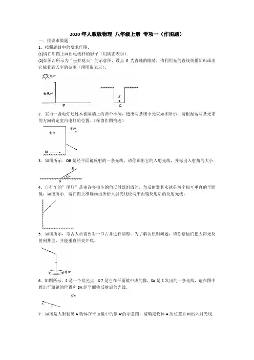 2020年人教版物理 八年级上册 专项一(作图题)   试卷(含答案)