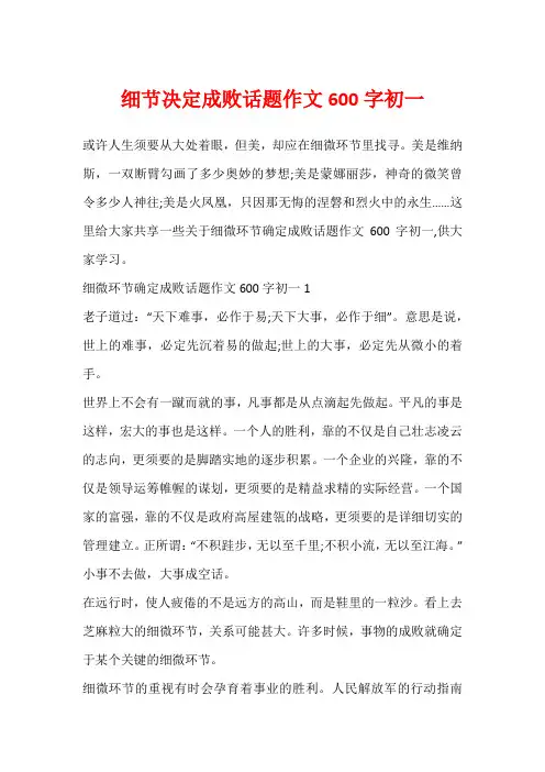 细节决定成败话题作文600字初一
