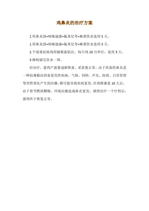 鸡鼻炎的治疗方案