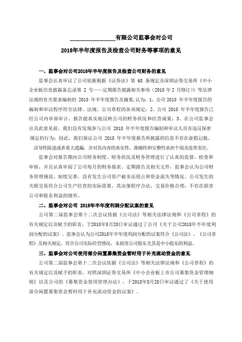 公司监事会财务检查