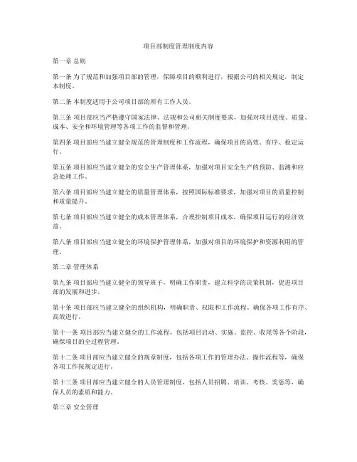 项目部制度管理制度内容