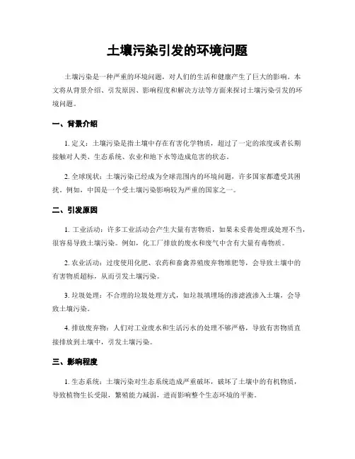 土壤污染引发的环境问题