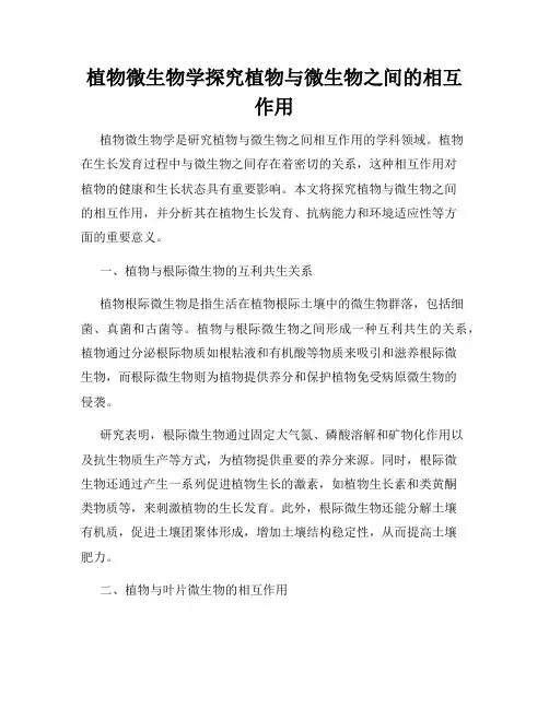 植物微生物学探究植物与微生物之间的相互作用