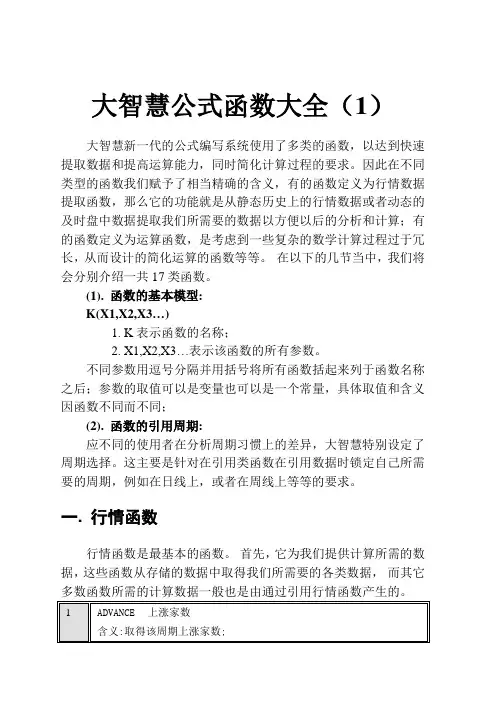 大智慧公式函数大全