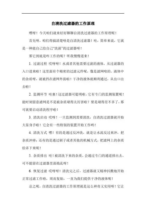 自清洗过滤器的工作原理