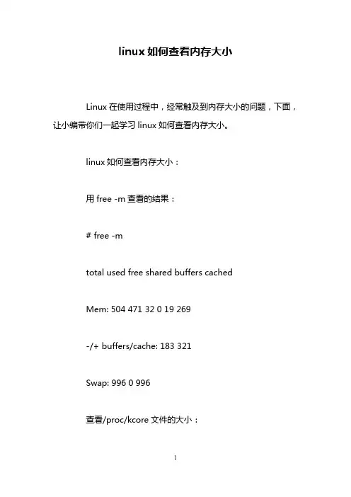 linux如何查看内存大小
