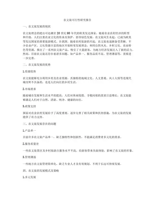 农文旅可行性研究报告
