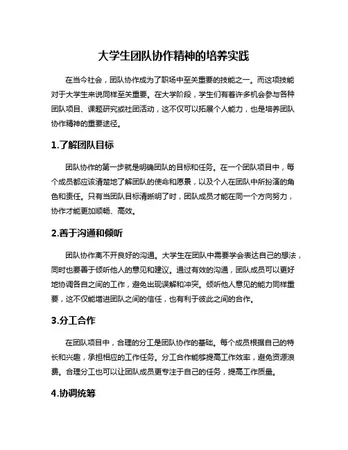 大学生团队协作精神的培养实践