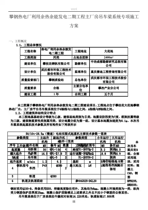 吊车梁专项施工方案