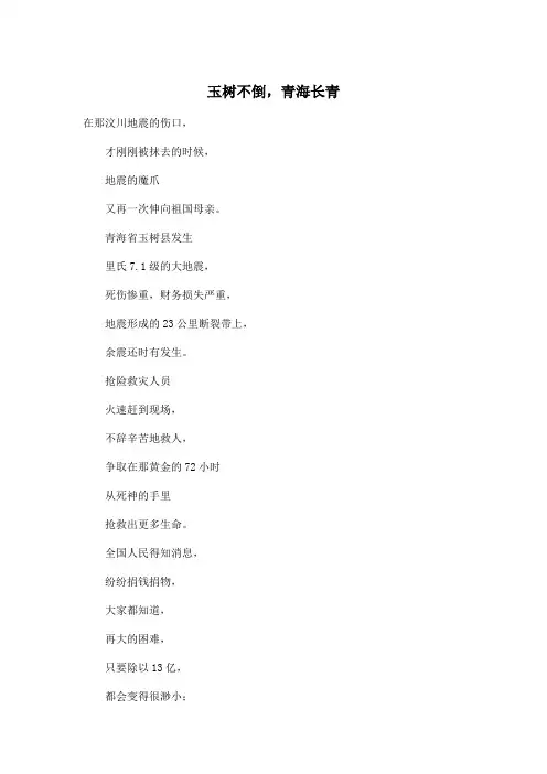 玉树不倒,青海长青_小学四年级作文200字