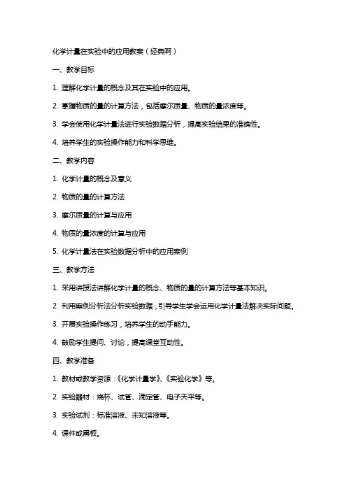 化学计量在实验中的应用教案(啊)