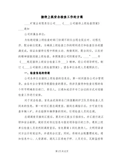 接待上级安全检查工作的方案(五篇)