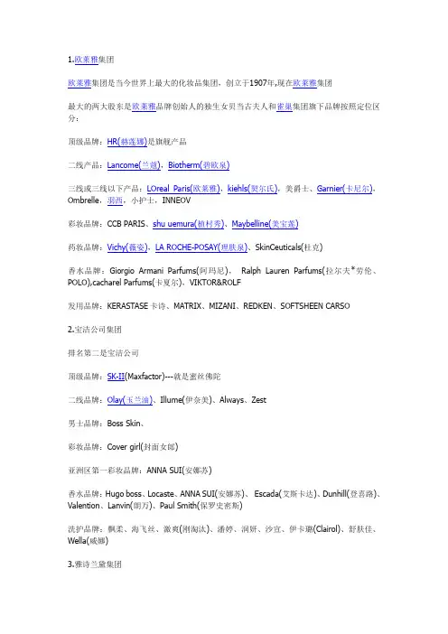 世界十大知名化妆品品牌