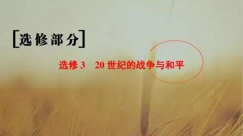 2019版高考历史一轮复习通史版课件：选修部分 选修3 20世纪的战争与和平 精品