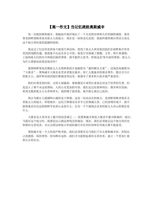 【高一作文】当记忆流经奥斯威辛