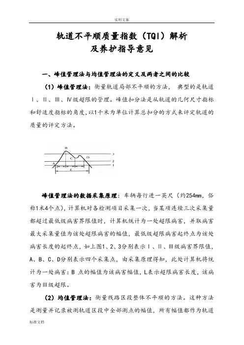 轨道不平顺高质量指数(TQI)解析汇报及养护指导意见