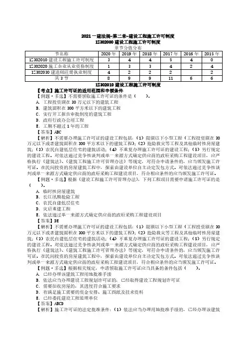 2021年一建-法规-第二章-建设工程施工许可制度