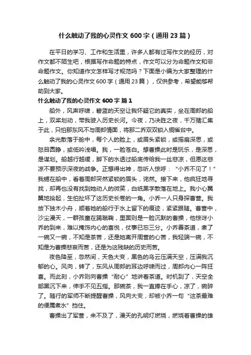 什么触动了我的心灵作文600字（通用23篇）