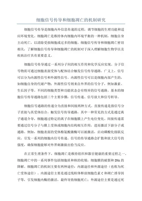 细胞信号传导和细胞凋亡的机制研究
