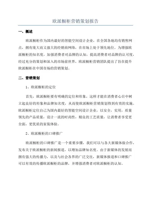 欧派橱柜营销策划报告