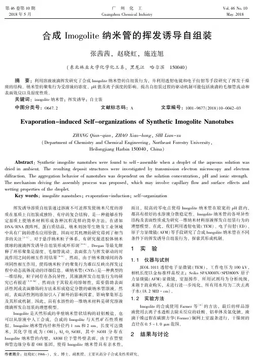 合成Imogolite纳米管的挥发诱导自组装