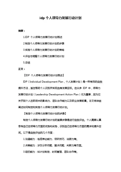 idp个人领导力发展行动计划