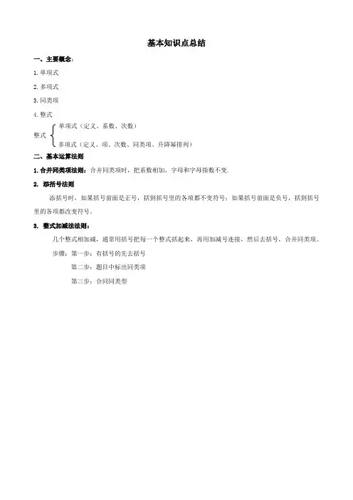 《整式运算》中考专题复习(知识点+基础应用+能力提高+中考真题)