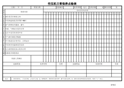 空压机日常保养点检表精选全文完整版