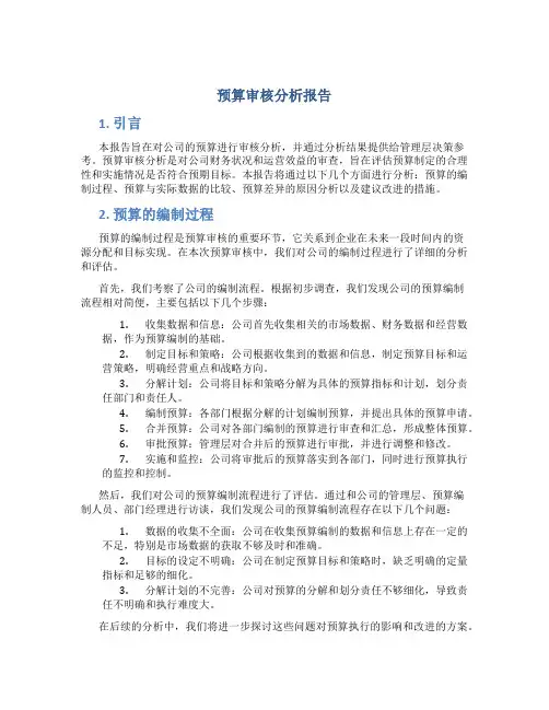预算审核分析报告