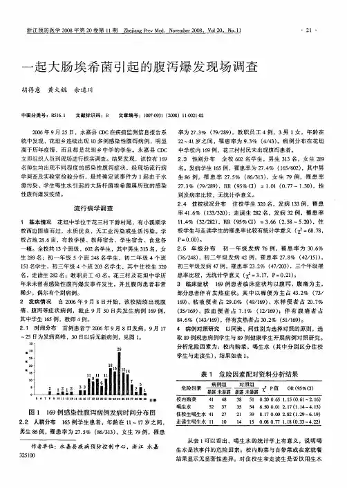 一起大肠埃希菌引起的腹泻爆发现场调查