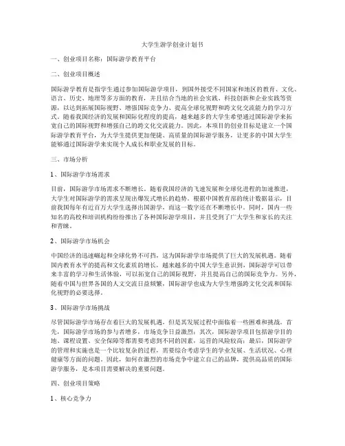 大学生游学创业计划书