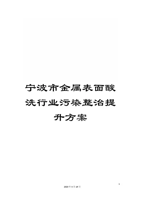 宁波市金属表面酸洗行业污染整治提升方案
