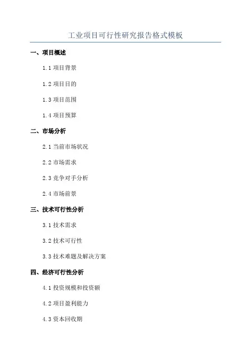 工业项目可行性研究报告格式模板